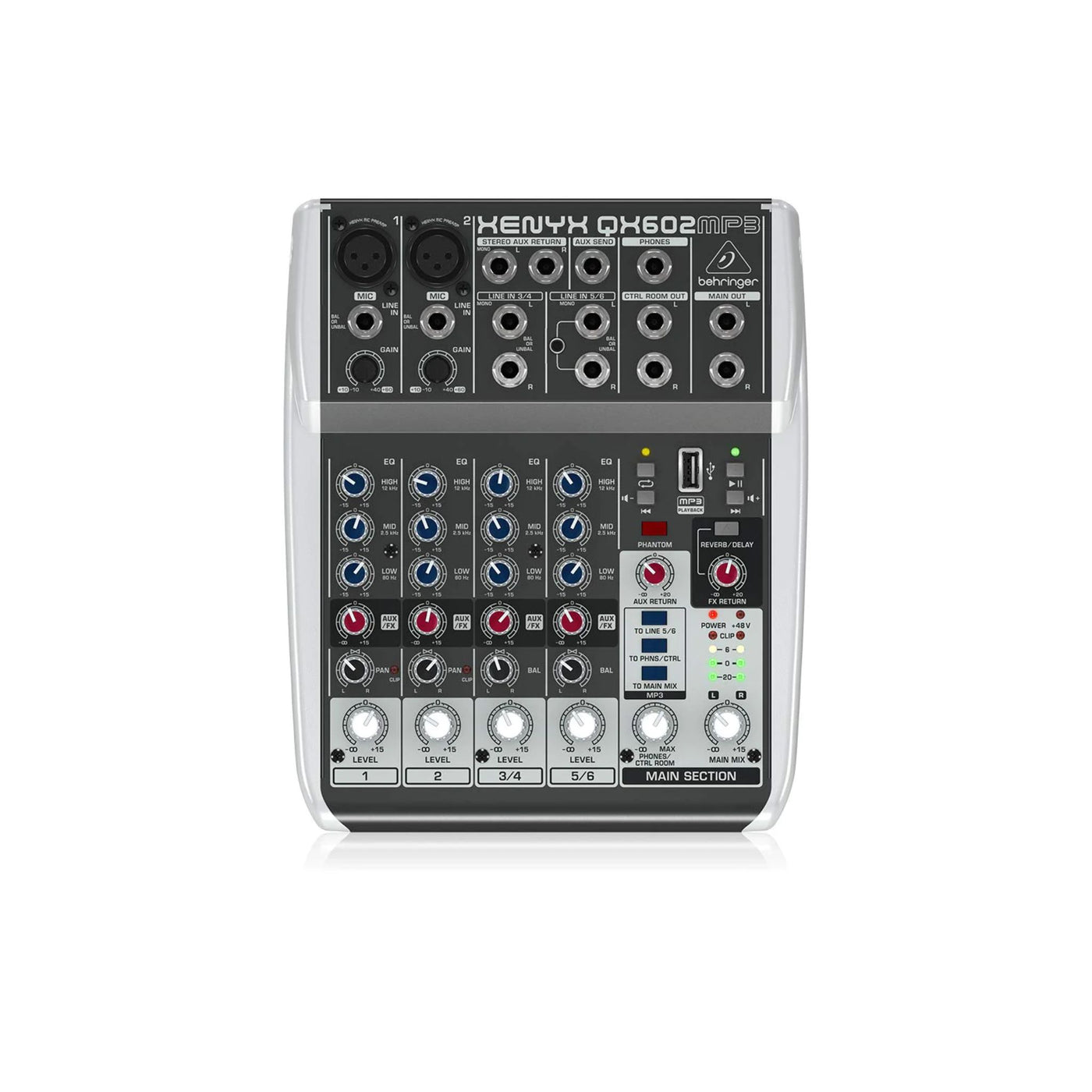 Behringer QX602MP3 Premium 6-Input 2-Bus Mixer with XENYX Mic Preamps