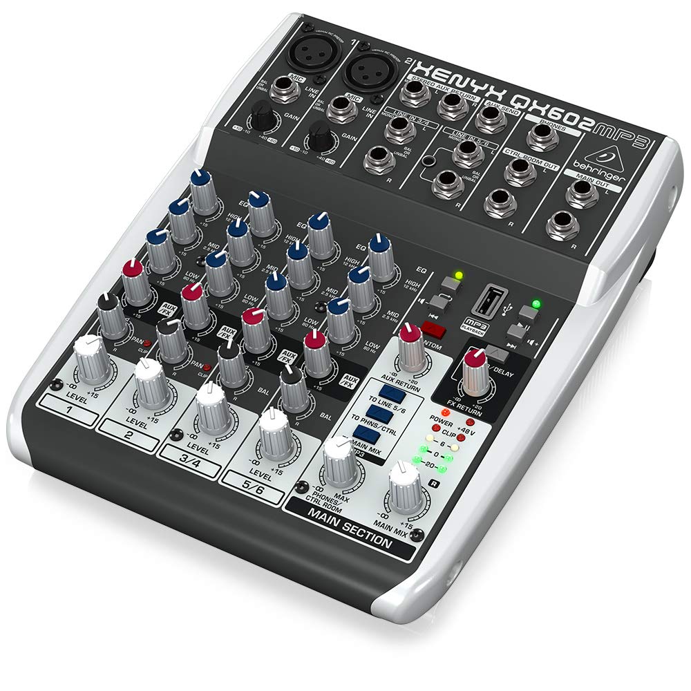 Behringer QX602MP3 Premium 6-Input 2-Bus Mixer with XENYX Mic Preamps